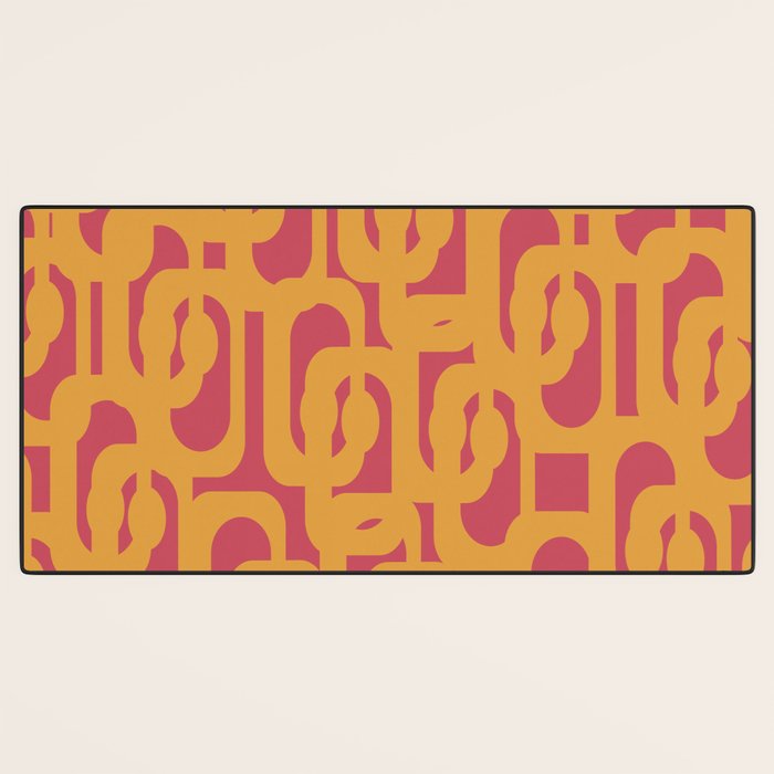 Mid Century Modern Loop Pattern Mustard and Magenta Desk Mat Gallery Image 3