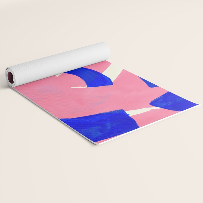 Blue Pink Fun Colorful Mid Century Modern Abstract Painting Shapes Pattern Yoga Mat Gallery Image 2