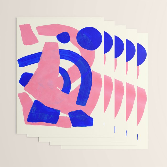 Blue Pink Fun Colorful Mid Century Modern Abstract Painting Shapes Pattern Wrapping Paper Gallery Image 3