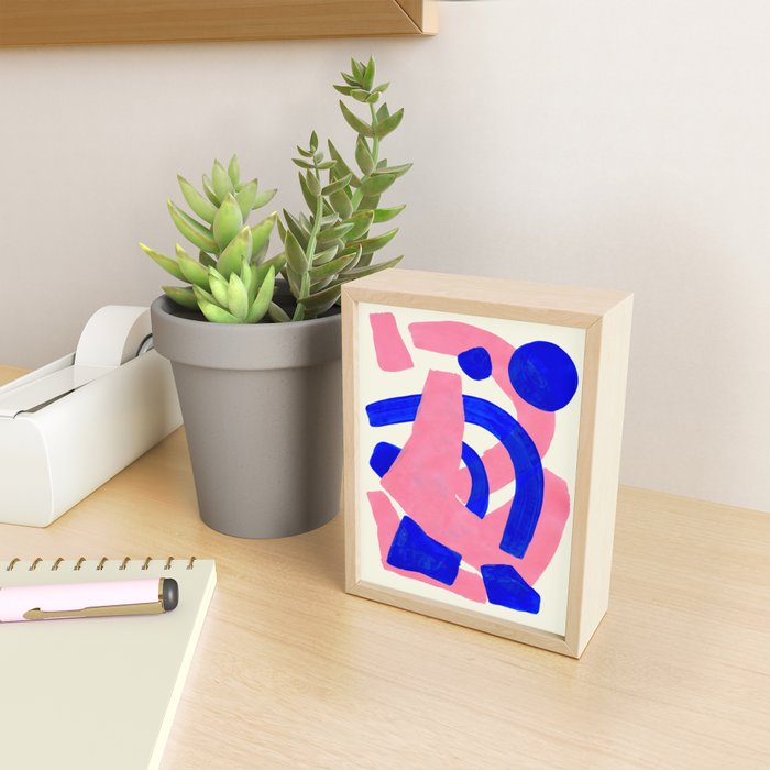 Blue Pink Fun Colorful Mid Century Modern Abstract Painting Shapes Pattern Mini Art Print Gallery Image 2