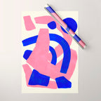 Blue Pink Fun Colorful Mid Century Modern Abstract Painting Shapes Pattern Wrapping Paper Gallery Image 1