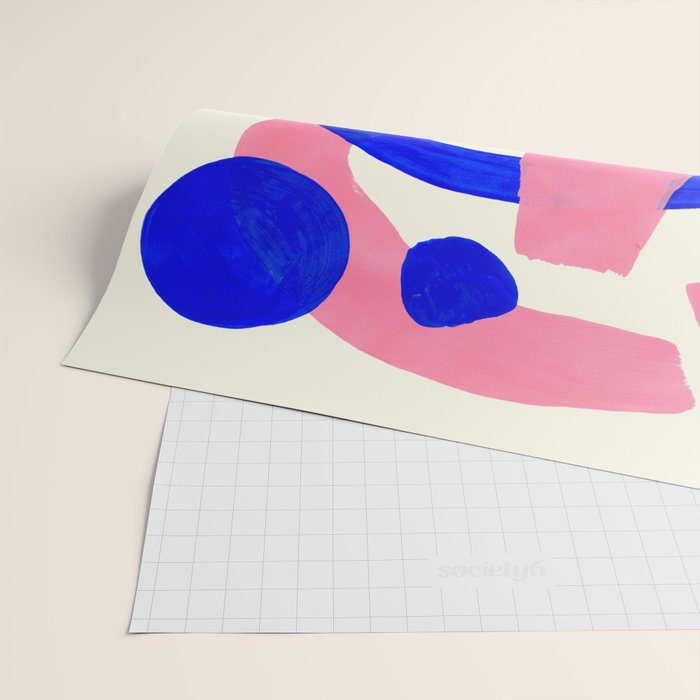 Blue Pink Fun Colorful Mid Century Modern Abstract Painting Shapes Pattern Wrapping Paper Gallery Image 2