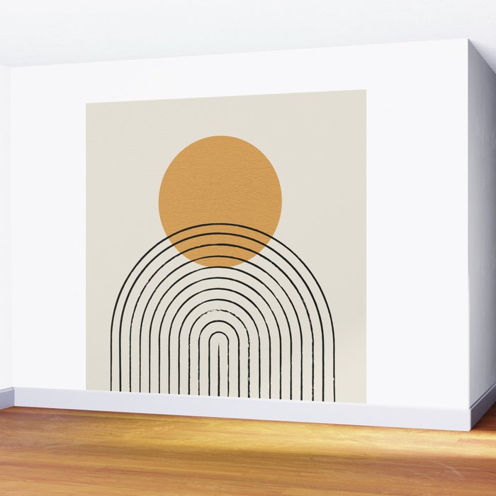 Gold Sun rainbow mid-century full Wall Mural Gallery Image 2