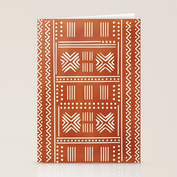 Geometric Tribal Pattern on Terracotta Stationery Card Gallery Image 2