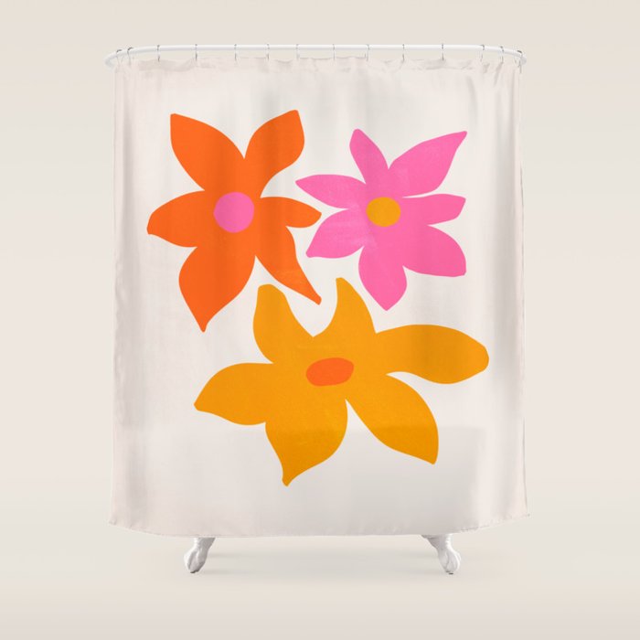 Abstract Summer Flowers Shower Curtain Gallery Image 1