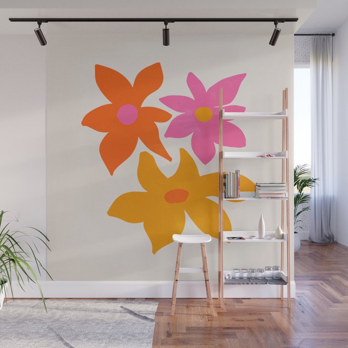 Abstract Summer Flowers Wall Mural Gallery Image 1