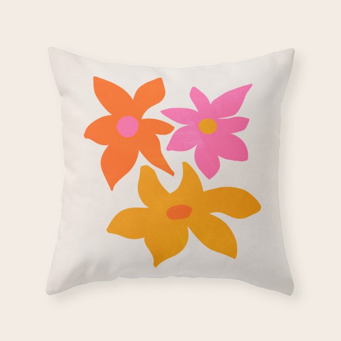 Abstract Summer Flowers Throw Pillow Gallery Image 1