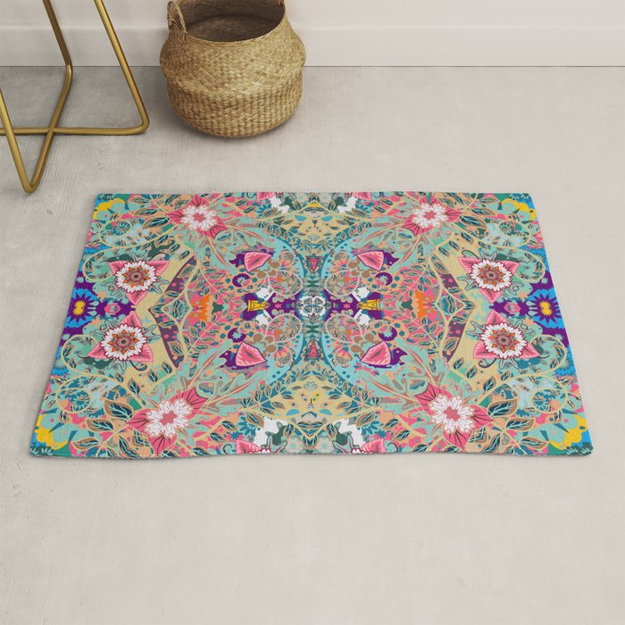 Mandala - Turquoise Boho Rug Gallery Image 1