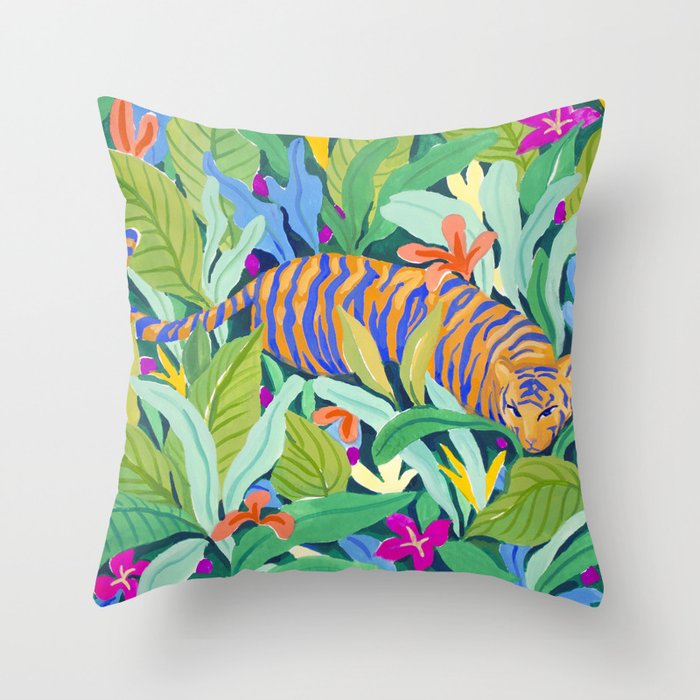 Colorful Jungle Throw Pillow Gallery Image 1