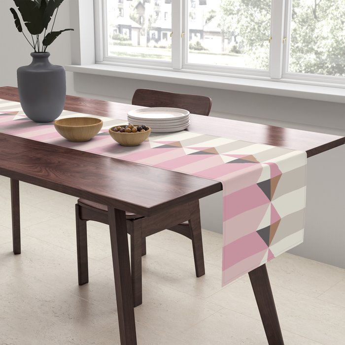 Soft Geometric Blush Pattern Table Runner Gallery Image 2