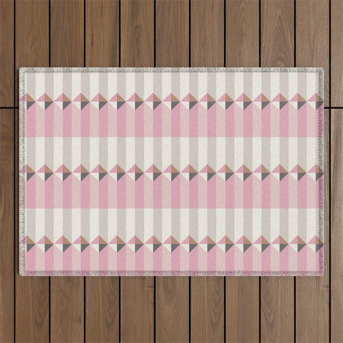 Soft Geometric Blush Pattern Outdoor Rug Gallery Image 1