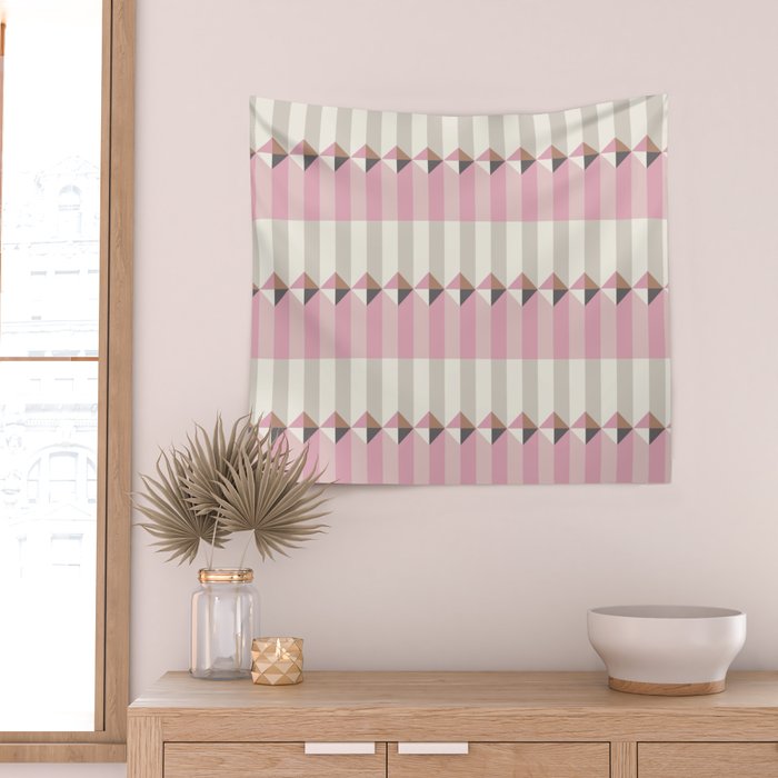 Soft Geometric Blush Pattern Wall Tapestry Gallery Image 2