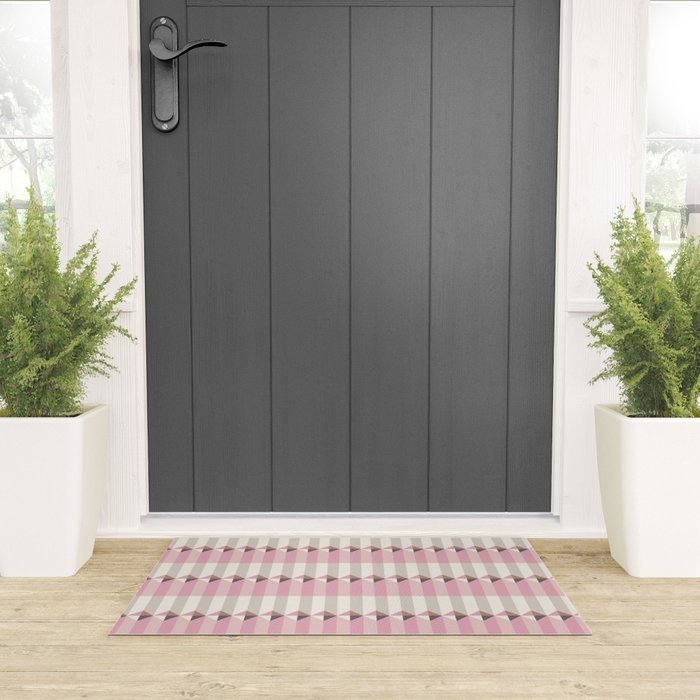 Soft Geometric Blush Pattern Welcome Mat Gallery Image 3