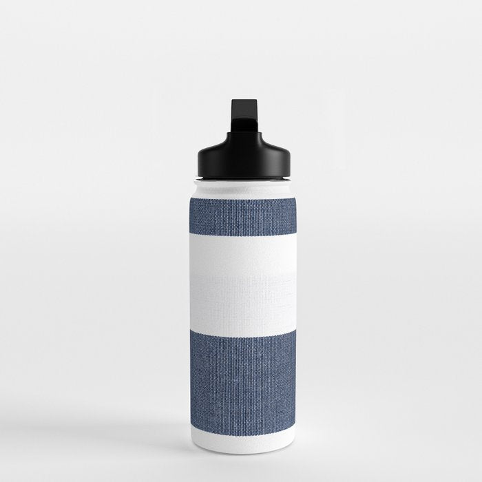 Nautical Blue & White Stripes Water Bottle Gallery Image 3