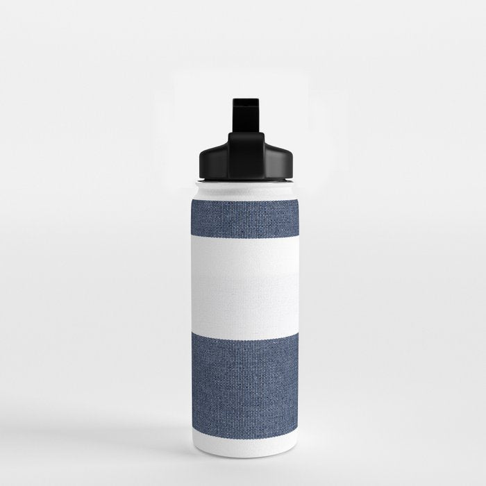 Nautical Blue & White Stripes Water Bottle Gallery Image 2