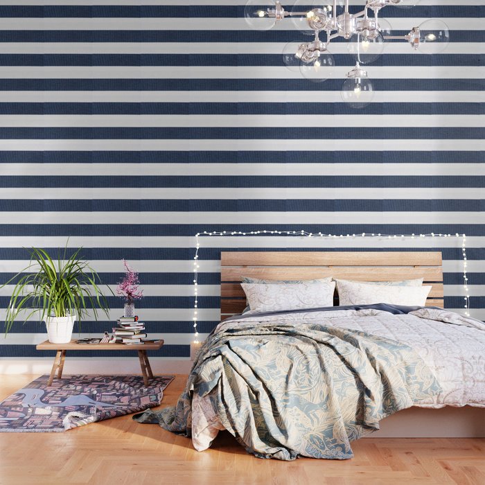 Nautical Blue & White Stripes Wallpaper Gallery Image 3