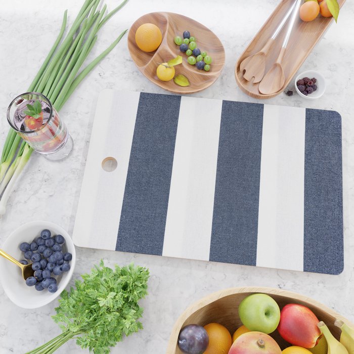 Nautical Blue & White Stripes Cutting Board Gallery Image 2