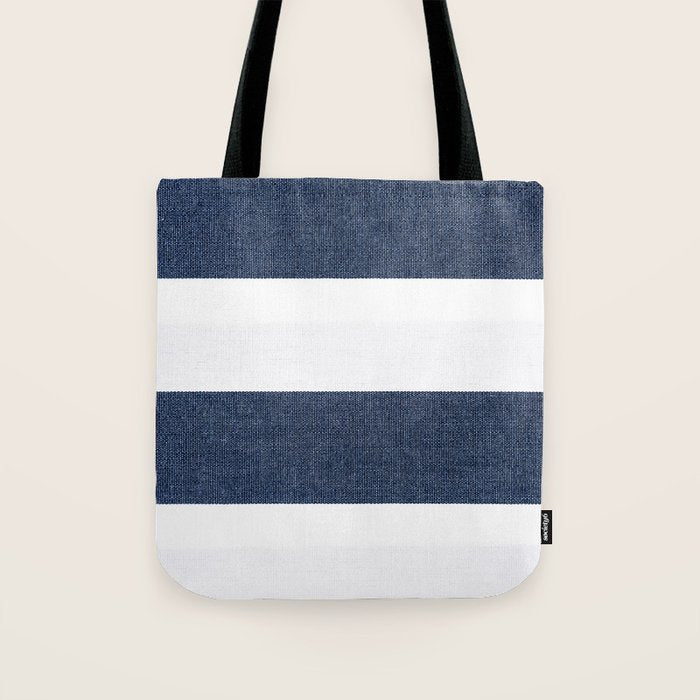Nautical Blue & White Stripes Tote Bag Gallery Image 1