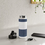 Nautical Blue & White Stripes Water Bottle Gallery Image 4