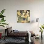 Leaf wall // navy blue pine and sage green leaves golden lines Wood Wall Art Gallery Image 2