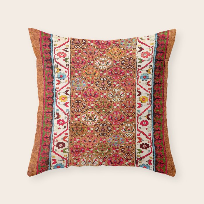 Garahgozloo Hamadan West Persian Long Rug Print Throw Pillow Gallery Image 1