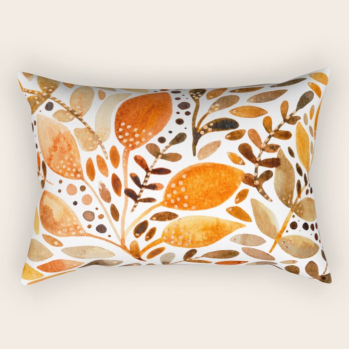 Autumn watercolor leaves Rectangular Pillow Gallery Image 2
