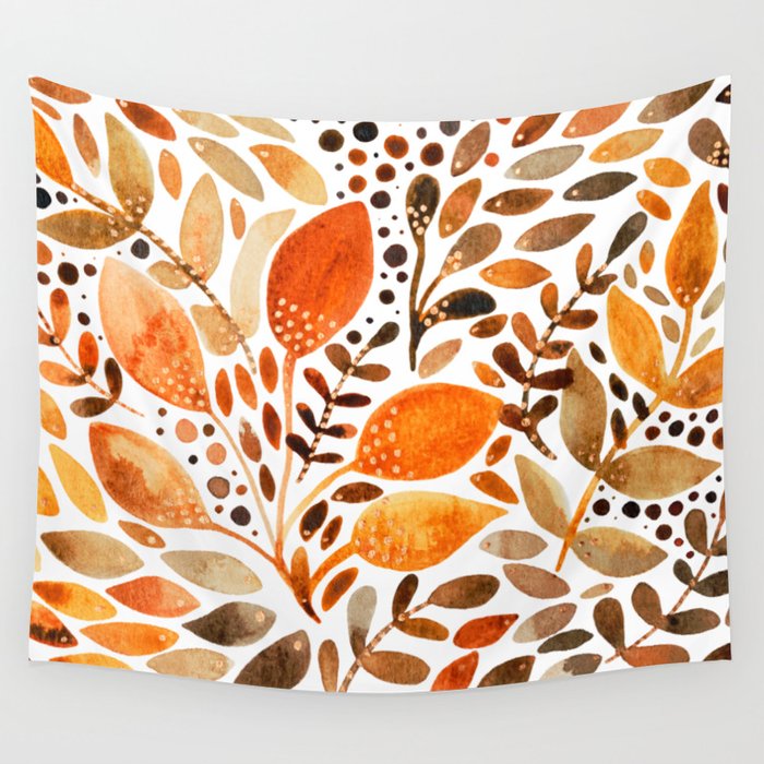 Autumn watercolor leaves Wall Tapestry Gallery Image 4