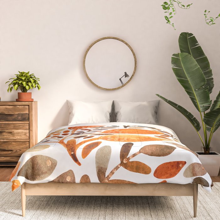 Autumn watercolor leaves Comforter Gallery Image 3