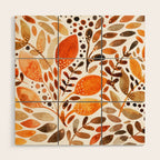 Autumn watercolor leaves Wood Wall Art Gallery Image 1