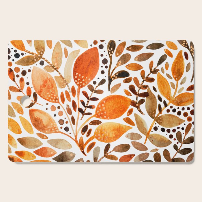 Autumn watercolor leaves Cutting Board Gallery Image 1