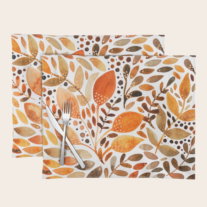 Autumn watercolor leaves Placemat Gallery Image 1