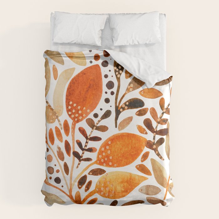 Autumn watercolor leaves Duvet Cover Gallery Image 6