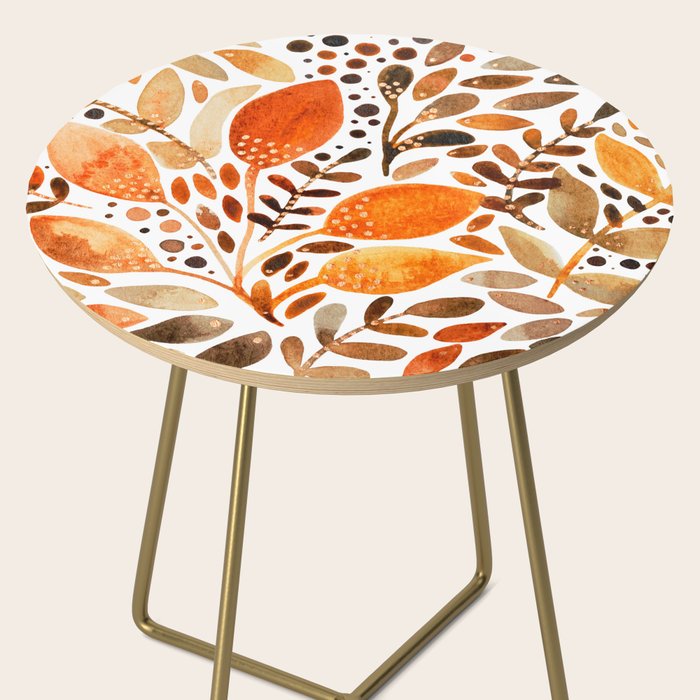 Autumn watercolor leaves Side Table Gallery Image 2