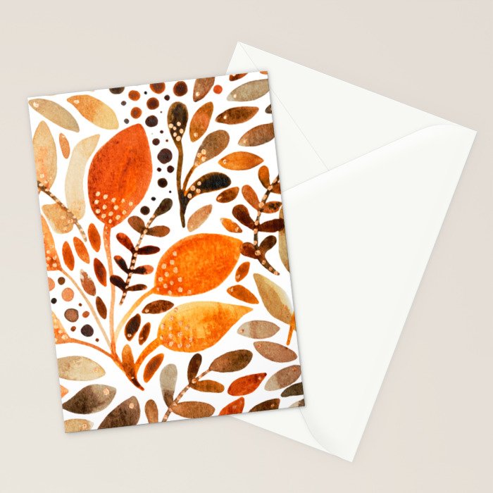 Autumn watercolor leaves Stationery Card Gallery Image 2