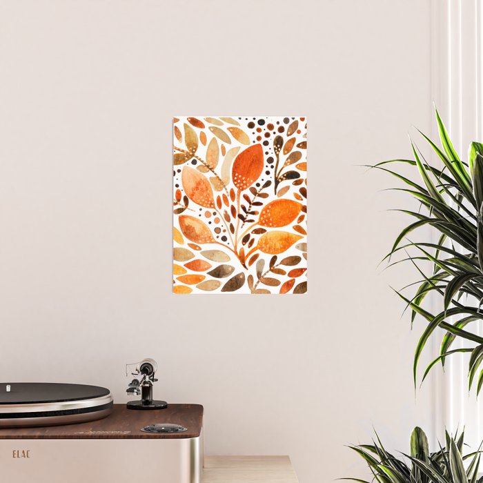 Autumn watercolor leaves Poster Gallery Image 2