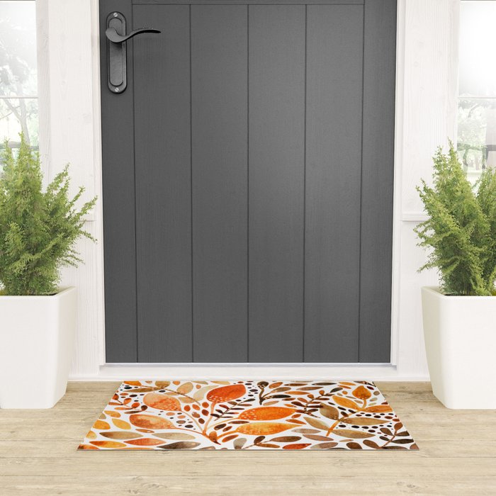 Autumn watercolor leaves Welcome Mat Gallery Image 3