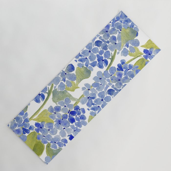 Blue Gouache Hydrangea Yoga Mat Gallery Image 1