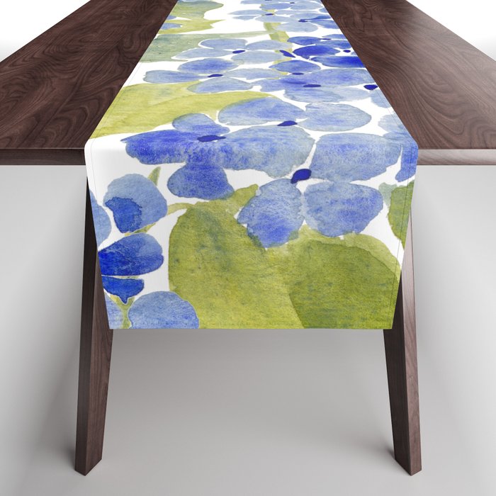 Blue Gouache Hydrangea Table Runner Gallery Image 1