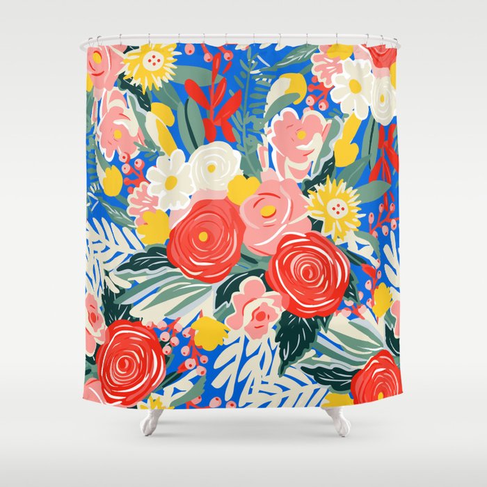 Colorful nature flower art pattern Shower Curtain Gallery Image 1