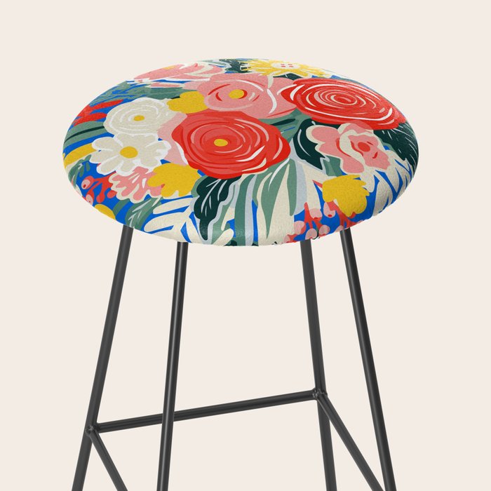 Colorful nature flower art pattern Stool Gallery Image 2