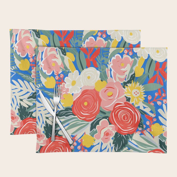 Colorful nature flower art pattern Placemat Gallery Image 1