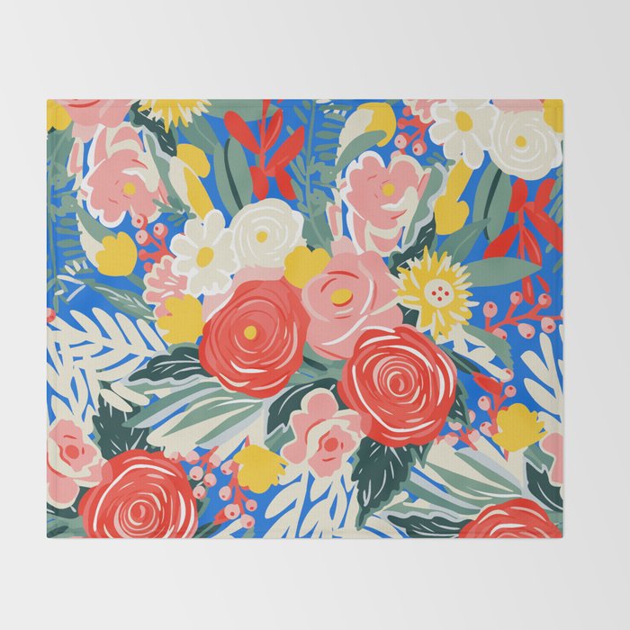 Colorful nature flower art pattern Throw Blanket Gallery Image 2