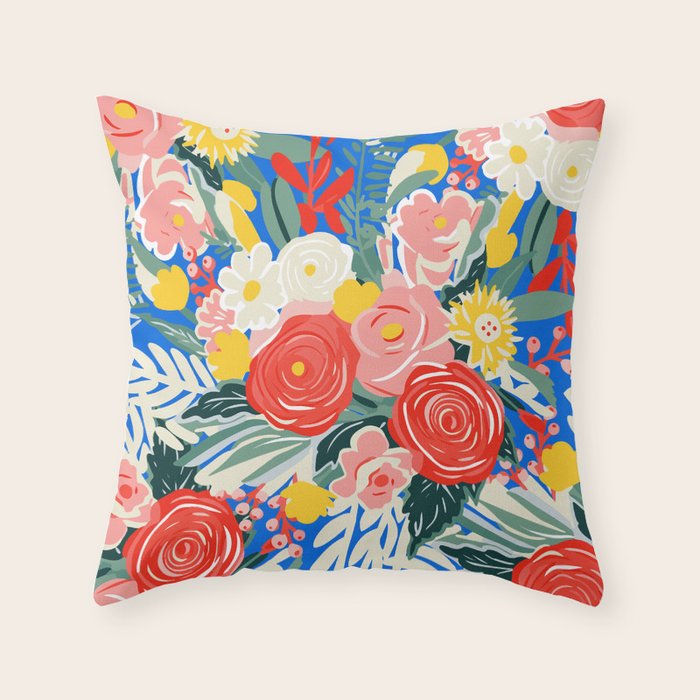 Colorful nature flower art pattern Throw Pillow Gallery Image 6
