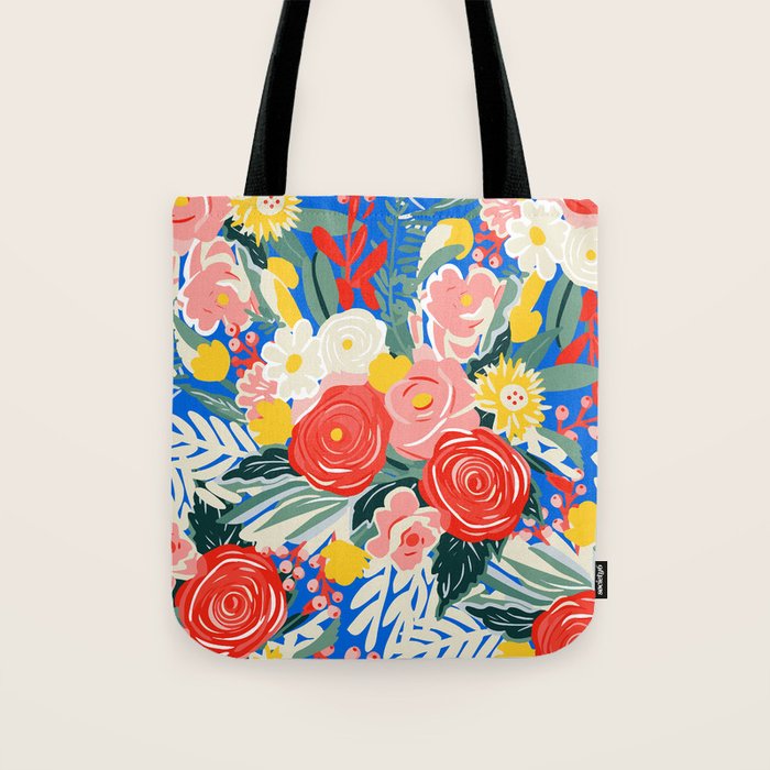 Colorful nature flower art pattern Tote Bag Gallery Image 1