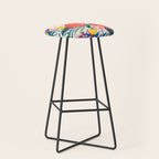 Colorful nature flower art pattern Stool Gallery Image 1