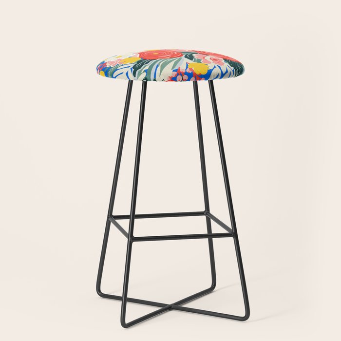 Colorful nature flower art pattern Stool Gallery Image 1