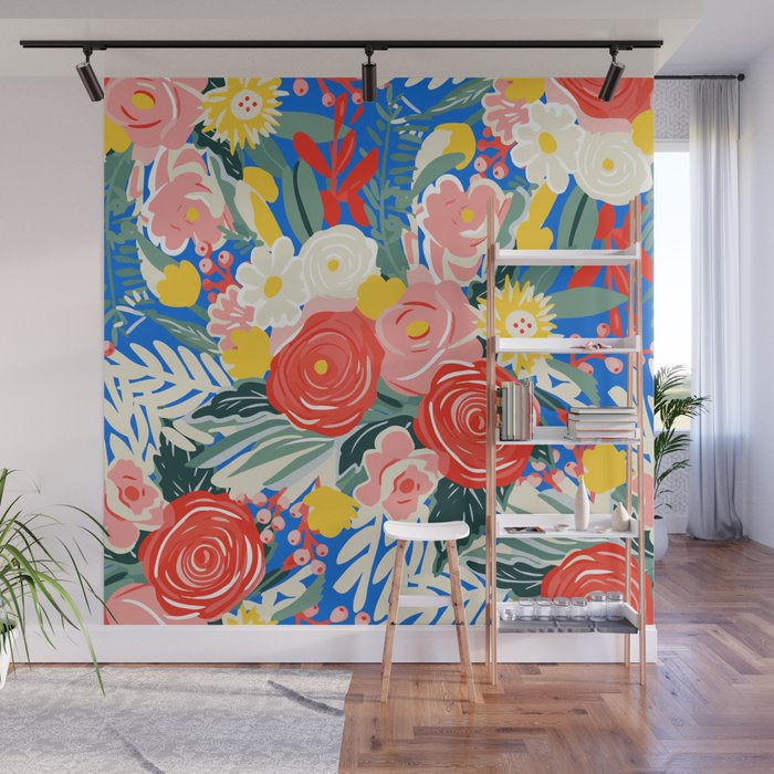 Colorful nature flower art pattern Wall Mural Gallery Image 1