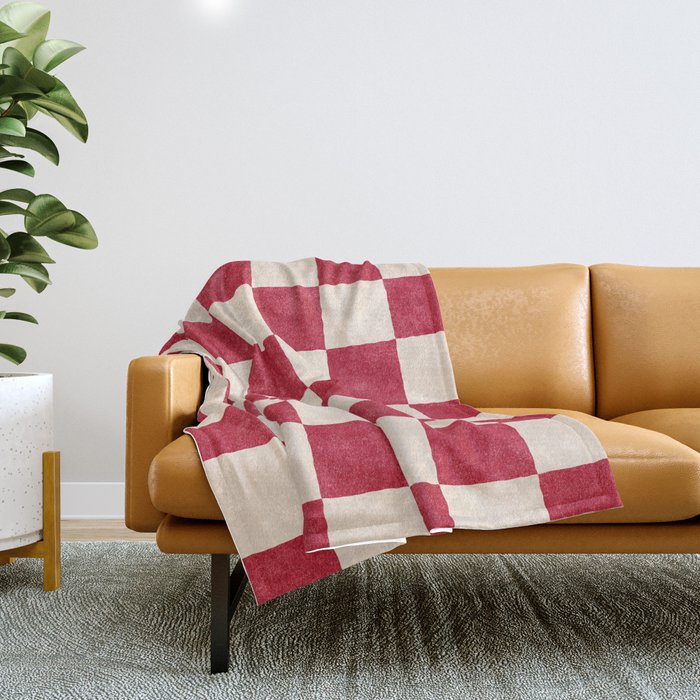 CHECKER - 001 - Tomato Throw Blanket Gallery Image 1