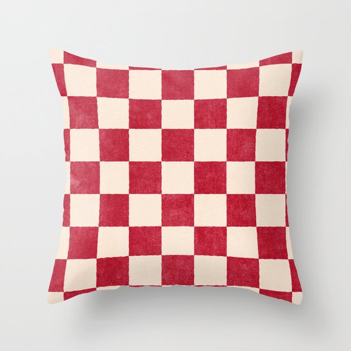 CHECKER - 001 - Tomato Throw Pillow Gallery Image 6
