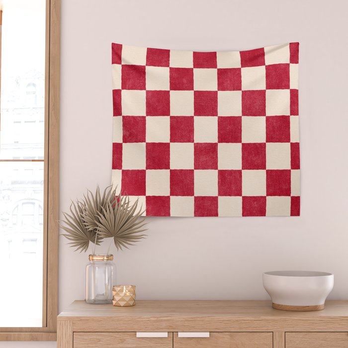 CHECKER - 001 - Tomato Wall Tapestry Gallery Image 2
